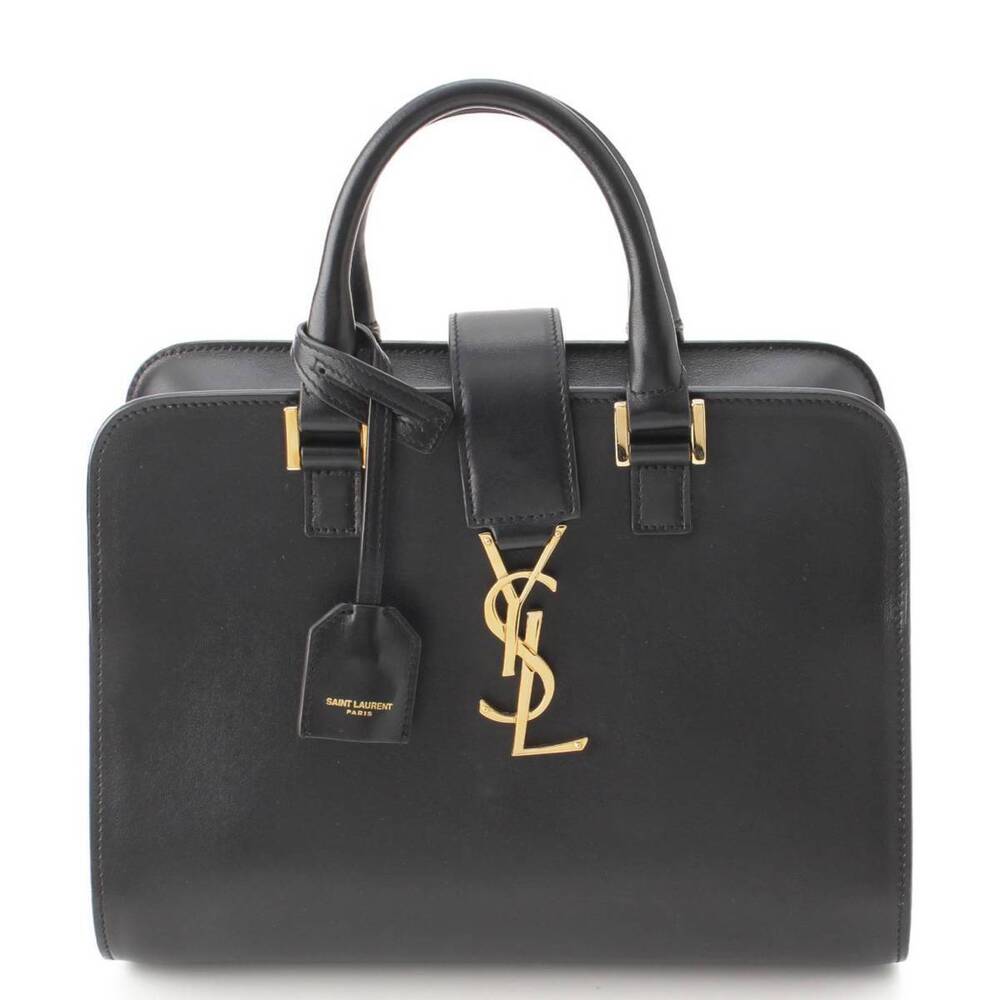 Saint Laurent Baby Cabas Leather Handbag Black